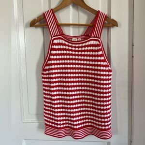 GAP Red and White Knit Tank Top